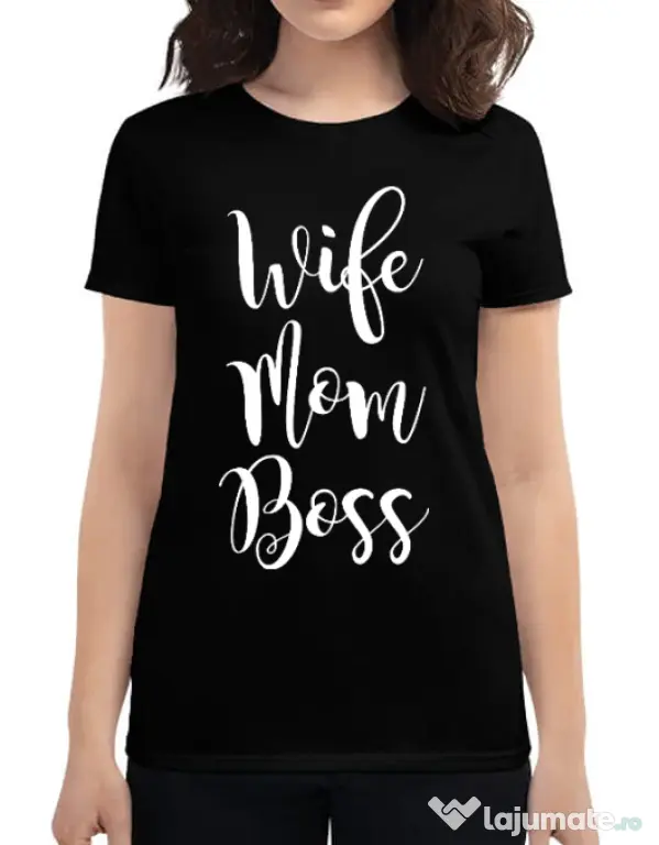 Tricou ADLER dama Wife mom boss Negru
