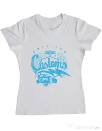 Tricou ADLER dama American customs Alb