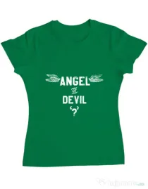 Tricou ADLER dama Angel or devil Verde mediu