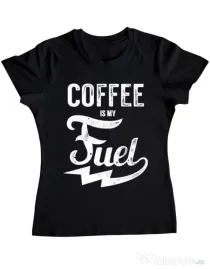 Tricou ADLER dama Coffee is my fuel Negru