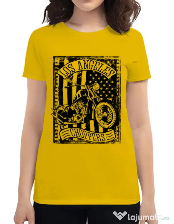 Tricou ADLER dama Flag and bike Galben