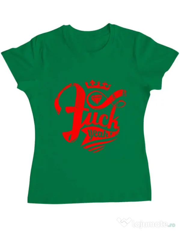 Tricou ADLER dama Fuck yeah Verde mediu