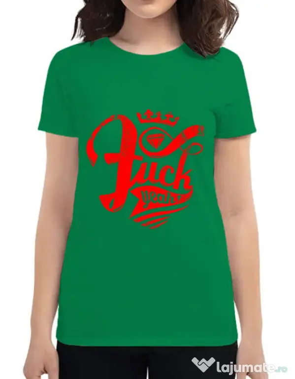 Tricou ADLER dama Fuck yeah Verde mediu