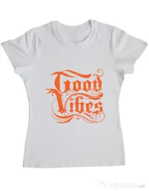 Tricou ADLER dama Good vibes Alb