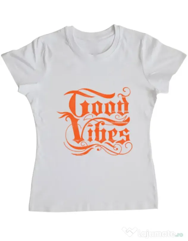 Tricou ADLER dama Good vibes Alb
