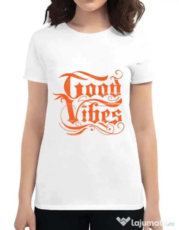 Tricou ADLER dama Good vibes Alb