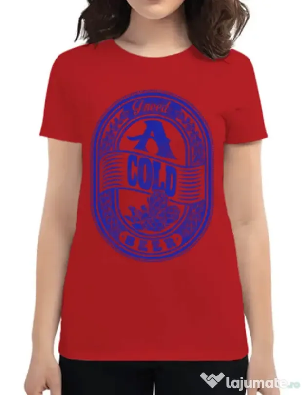 Tricou ADLER dama I need beer Rosu