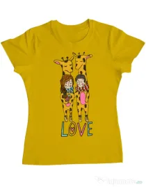 Tricou ADLER dama Giraffes love Galben