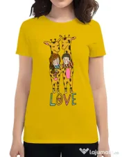 Tricou ADLER dama Giraffes love Galben 