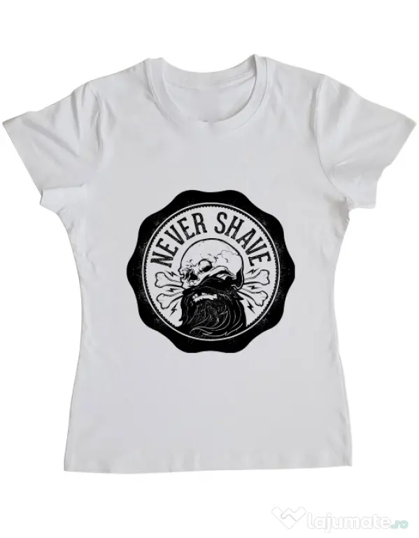 Tricou ADLER dama Never shave Alb