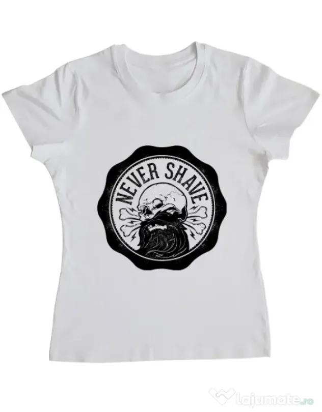 Tricou ADLER dama Never shave Alb