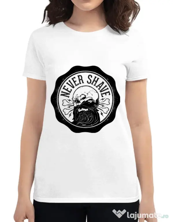 Tricou ADLER dama Never shave Alb