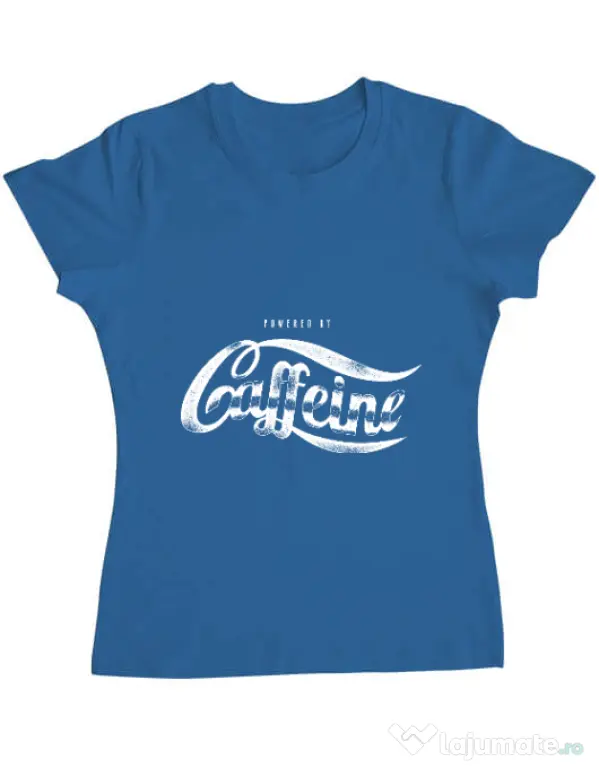 Tricou ADLER dama Powered by caffeine Albastru azuriu