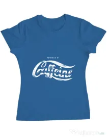 Tricou ADLER dama Powered by caffeine Albastru azuriu