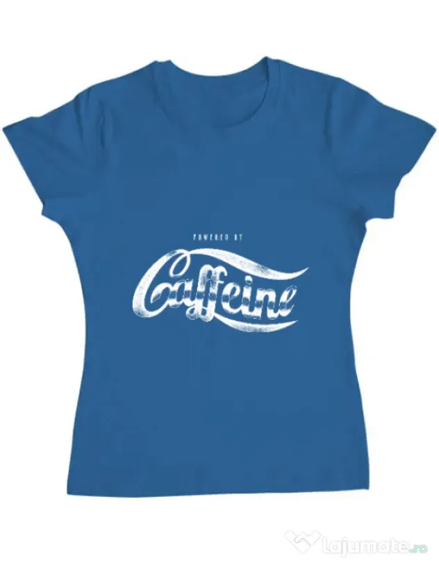 Tricou ADLER dama Powered by caffeine Albastru azuriu