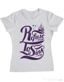 Tricou ADLER dama Refuse to sink Alb