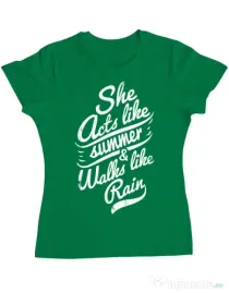 Tricou ADLER dama She acts like summer Verde mediu