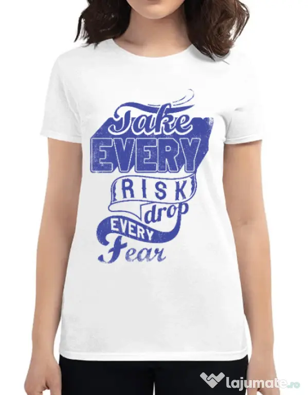 Tricou ADLER dama Take every risk Alb