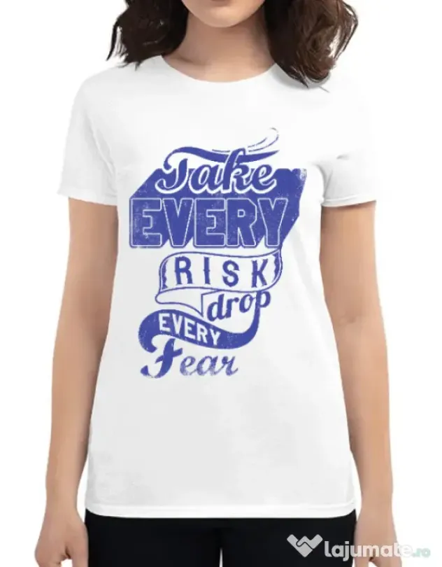 Tricou ADLER dama Take every risk Alb