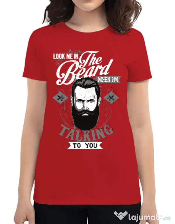Tricou ADLER dama Look me in the beard Rosu