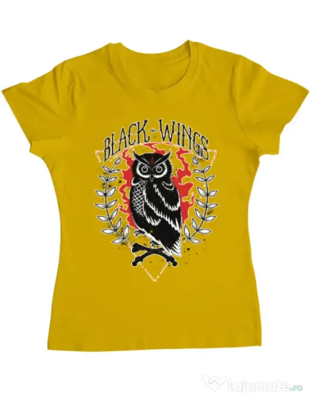Tricou ADLER dama Black wings Galben