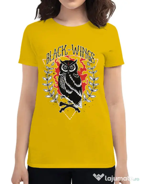 Tricou ADLER dama Black wings Galben