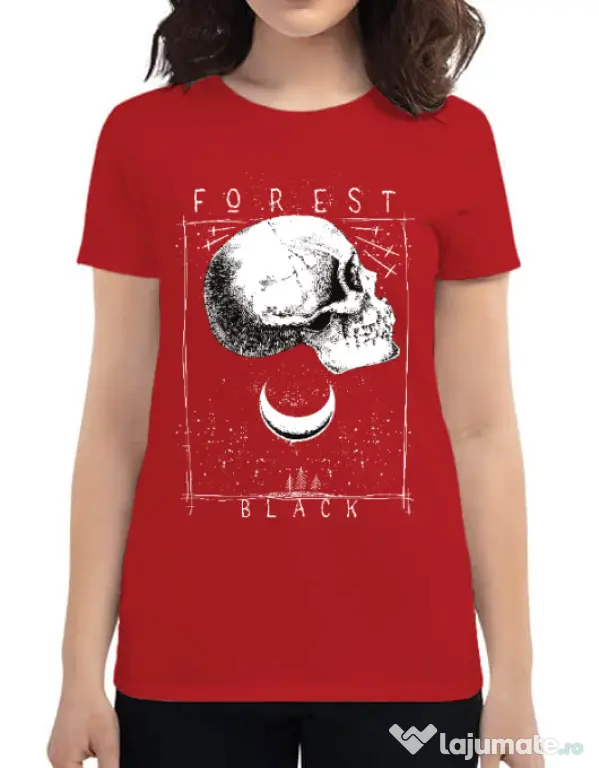 Tricou ADLER dama Forest Black Rosu