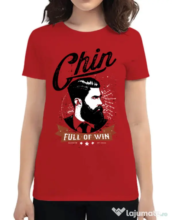 Tricou ADLER dama Chin full of win Rosu