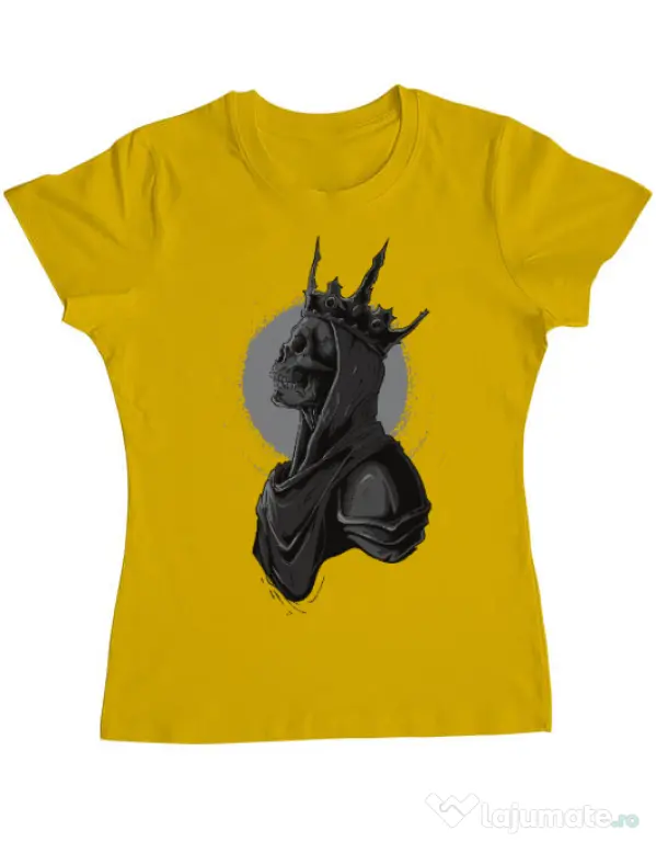 Tricou ADLER dama Skull King Galben