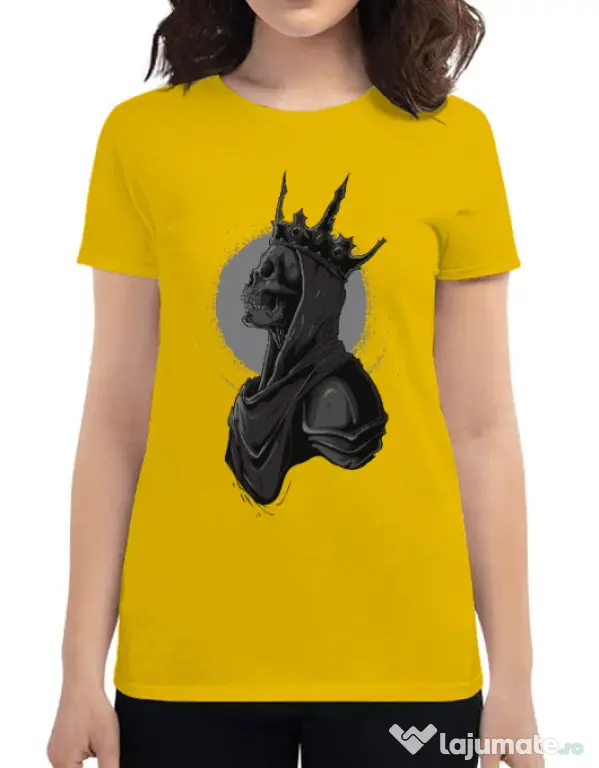 Tricou ADLER dama Skull King Galben