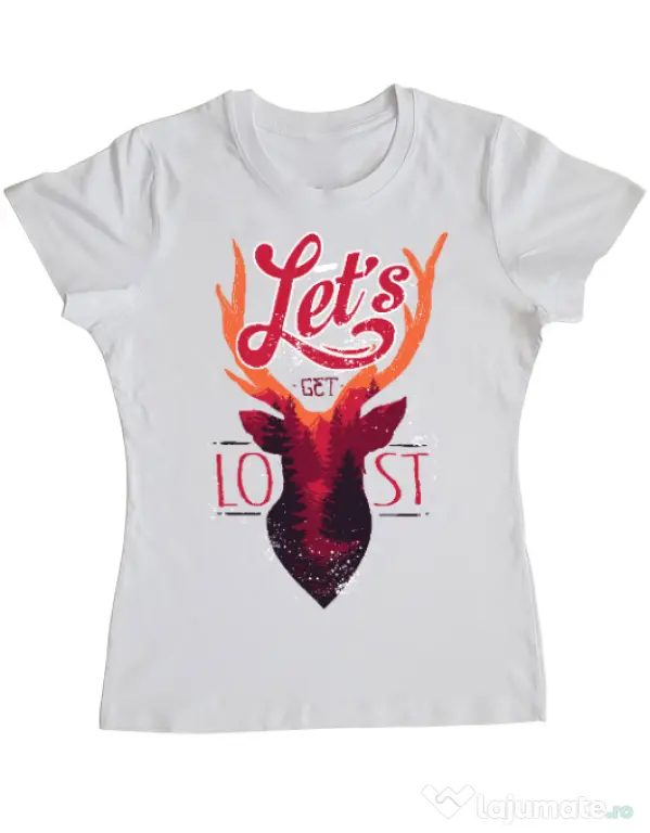 Tricou ADLER dama Lets get lost Alb