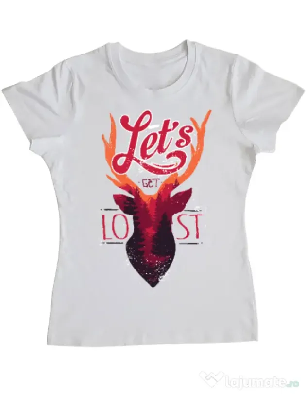 Tricou ADLER dama Lets get lost Alb