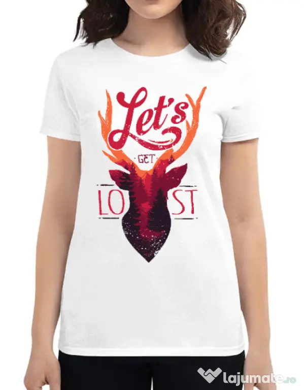 Tricou ADLER dama Lets get lost Alb