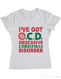 Tricou ADLER dama Obsessive Christmas Disorder Alb