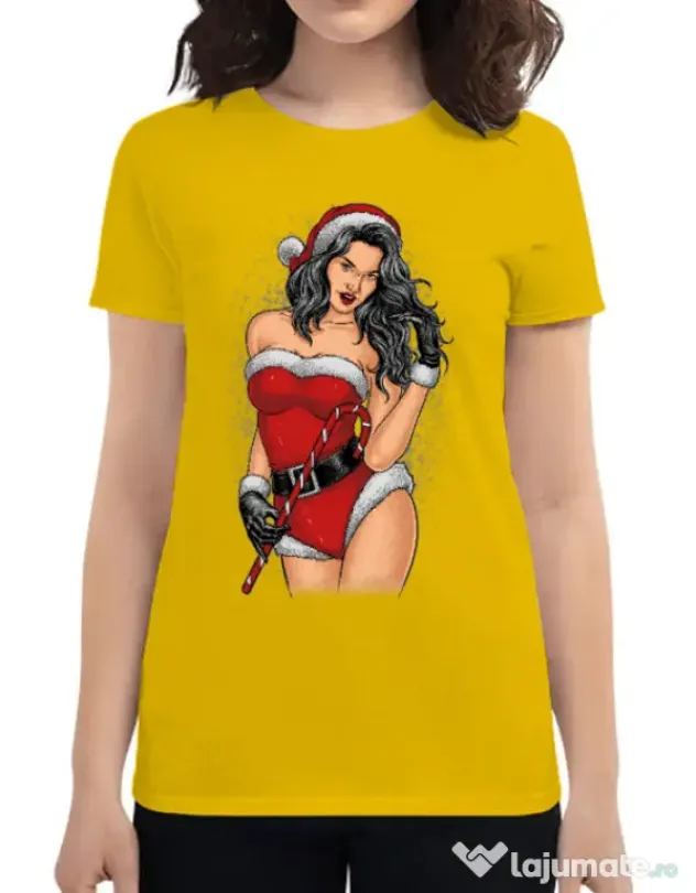 Tricou ADLER dama Sexy Santa Girl Galben