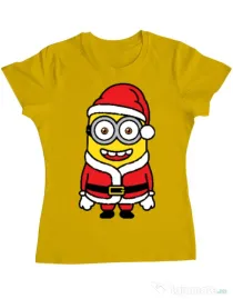 Tricou ADLER dama Santa minions Galben