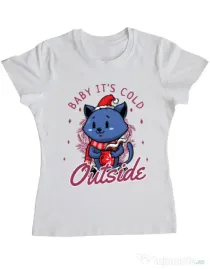 Tricou ADLER dama Its cold outside Alb