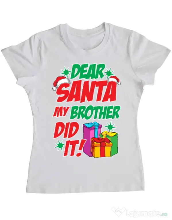 Tricou ADLER dama My brother did it Alb