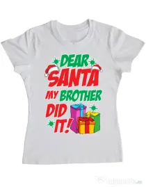 Tricou ADLER dama My brother did it Alb