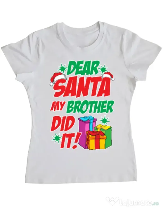 Tricou ADLER dama My brother did it Alb