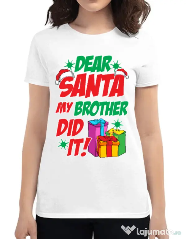 Tricou ADLER dama My brother did it Alb