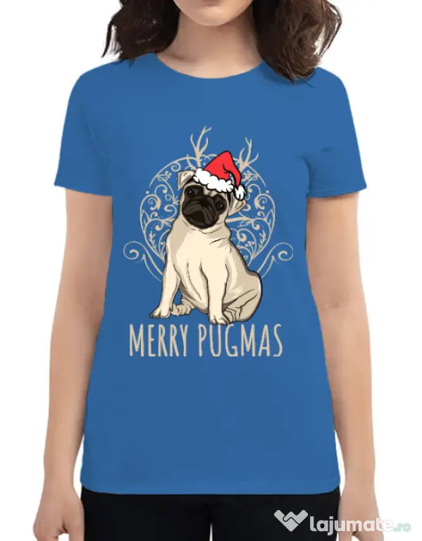 Tricou ADLER dama Merry pugmas Albastru azuriu