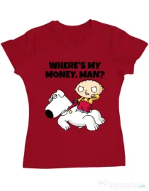 Tricou ADLER dama Where s my money Rosu