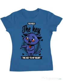 Tricou ADLER dama You hold the key Albastru azuriu