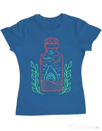 Tricou ADLER dama Shark in a bottle Albastru azuriu