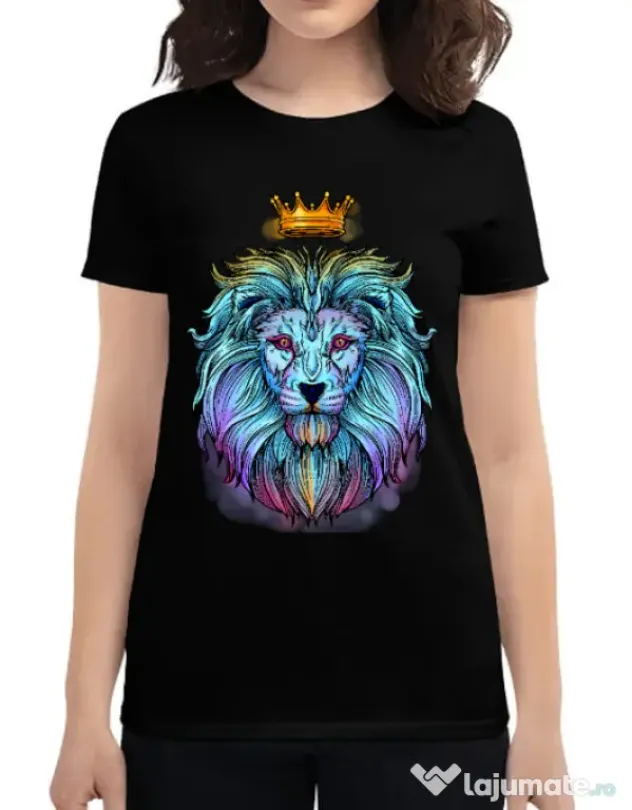 Tricou ADLER dama Lion king Negru