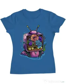 Tricou ADLER dama Flower television Albastru azuriu