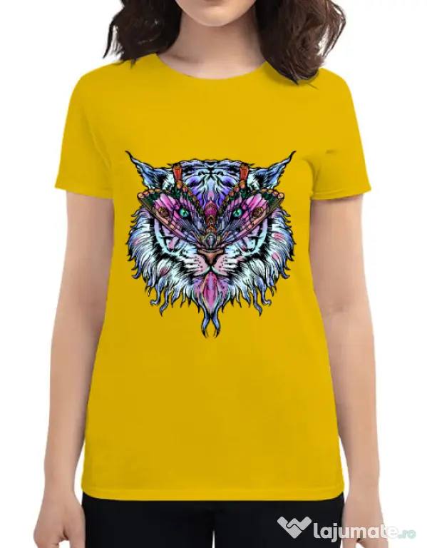 Tricou ADLER dama Tiger buterfly Galben