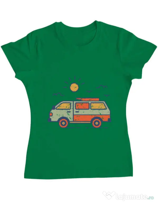 Tricou ADLER dama Retro travel van Verde mediu