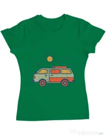 Tricou ADLER dama Retro travel van Verde mediu